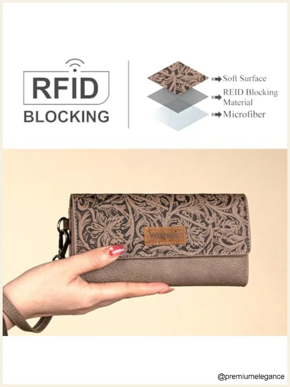 Western Trifold Wristlet Wallet with RFID Blocking